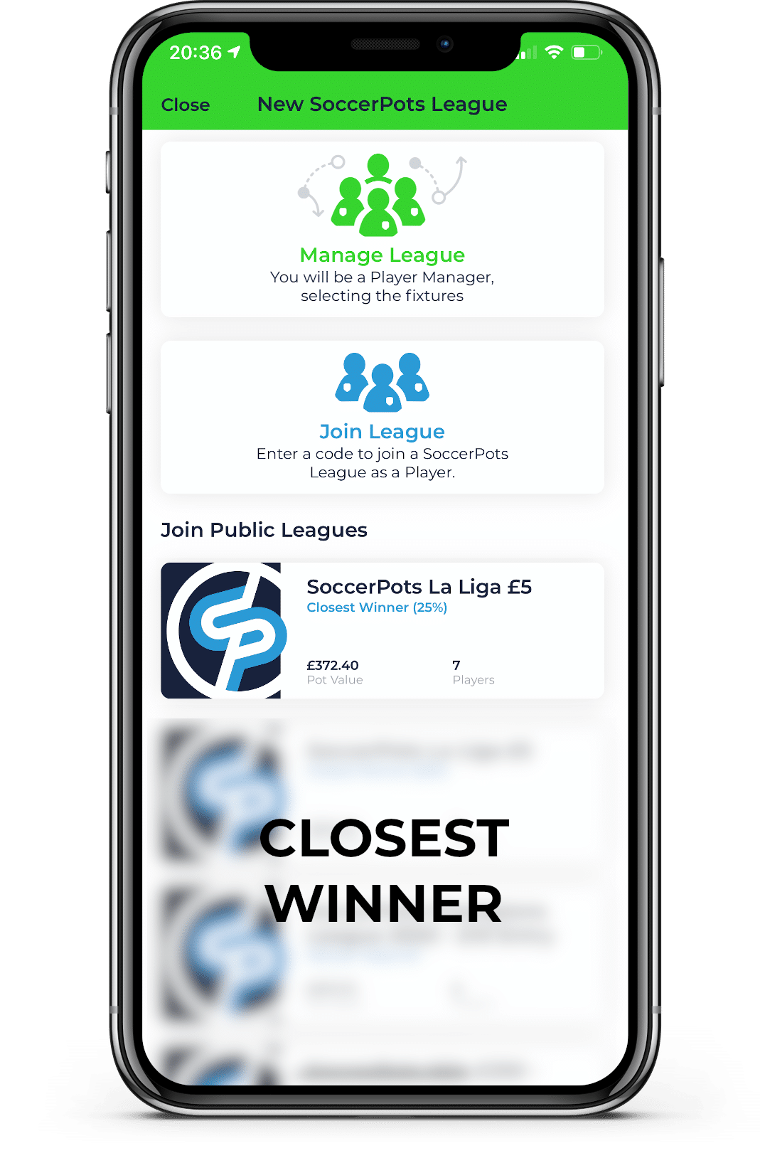 SoccerPots Closest Winner Image SoccerPots Leagues