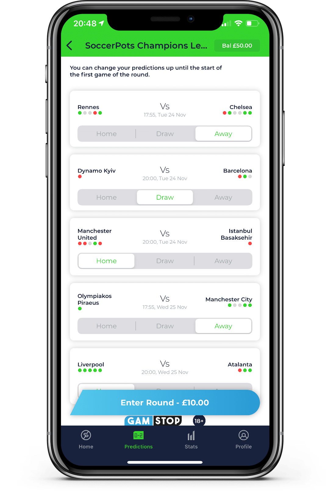 SoccerPots Public Predictions Enter Page