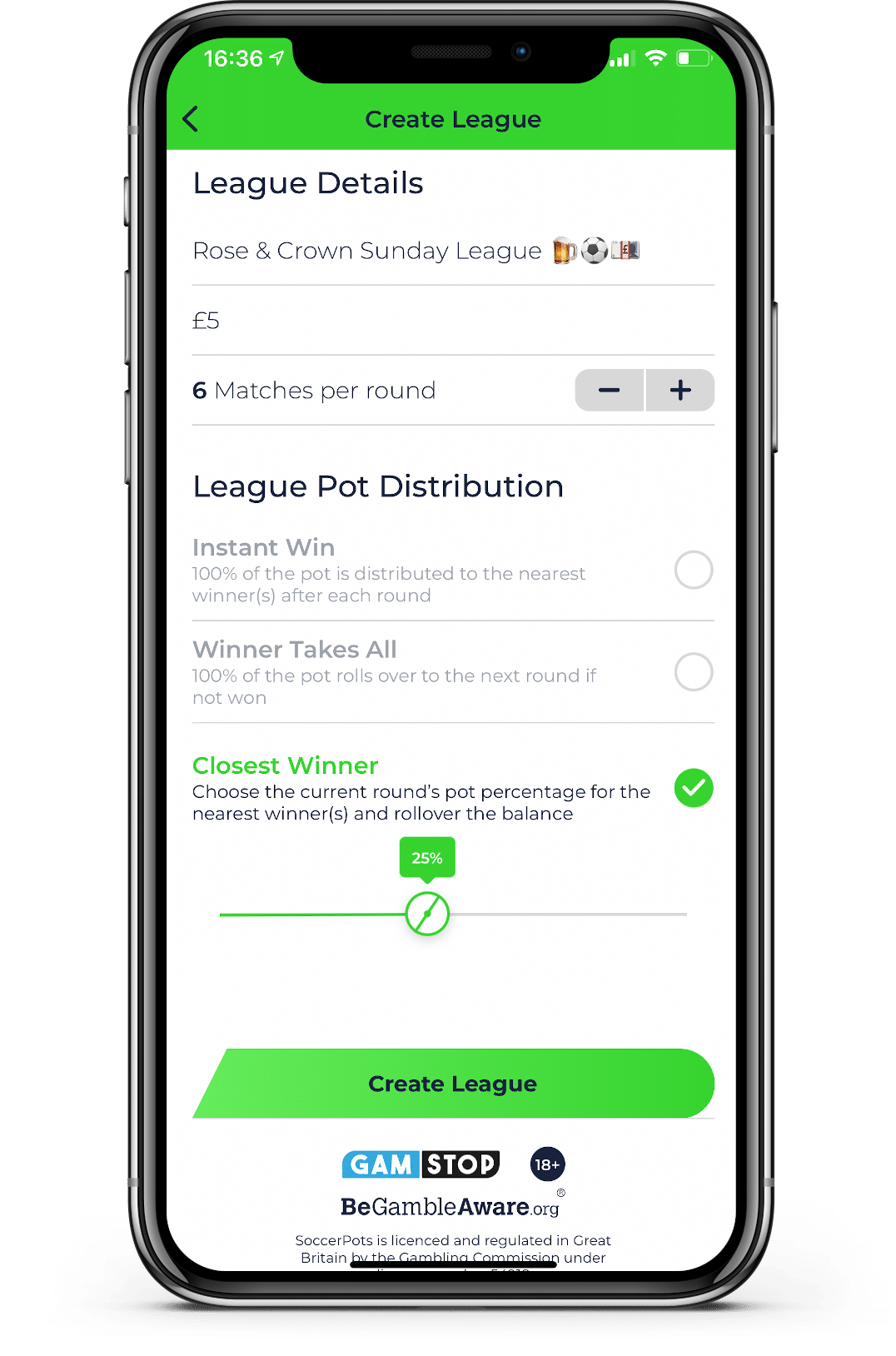 SoccerPots Private League Creation2 CW SoccerPots Create Private League Closest Winner